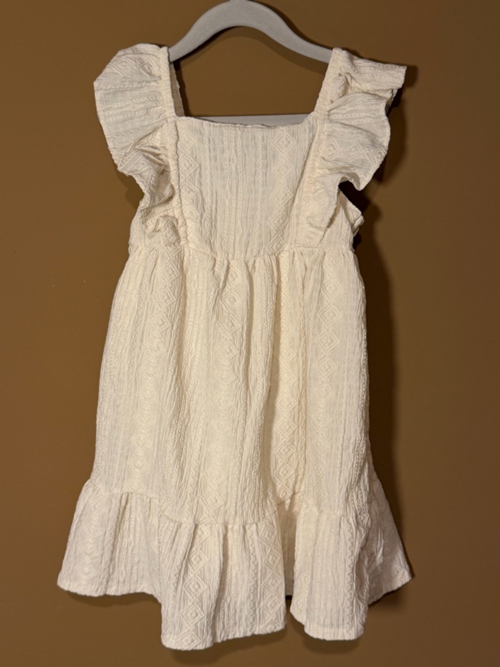 Carter's Cream Textured Ruffle Sundress 4t